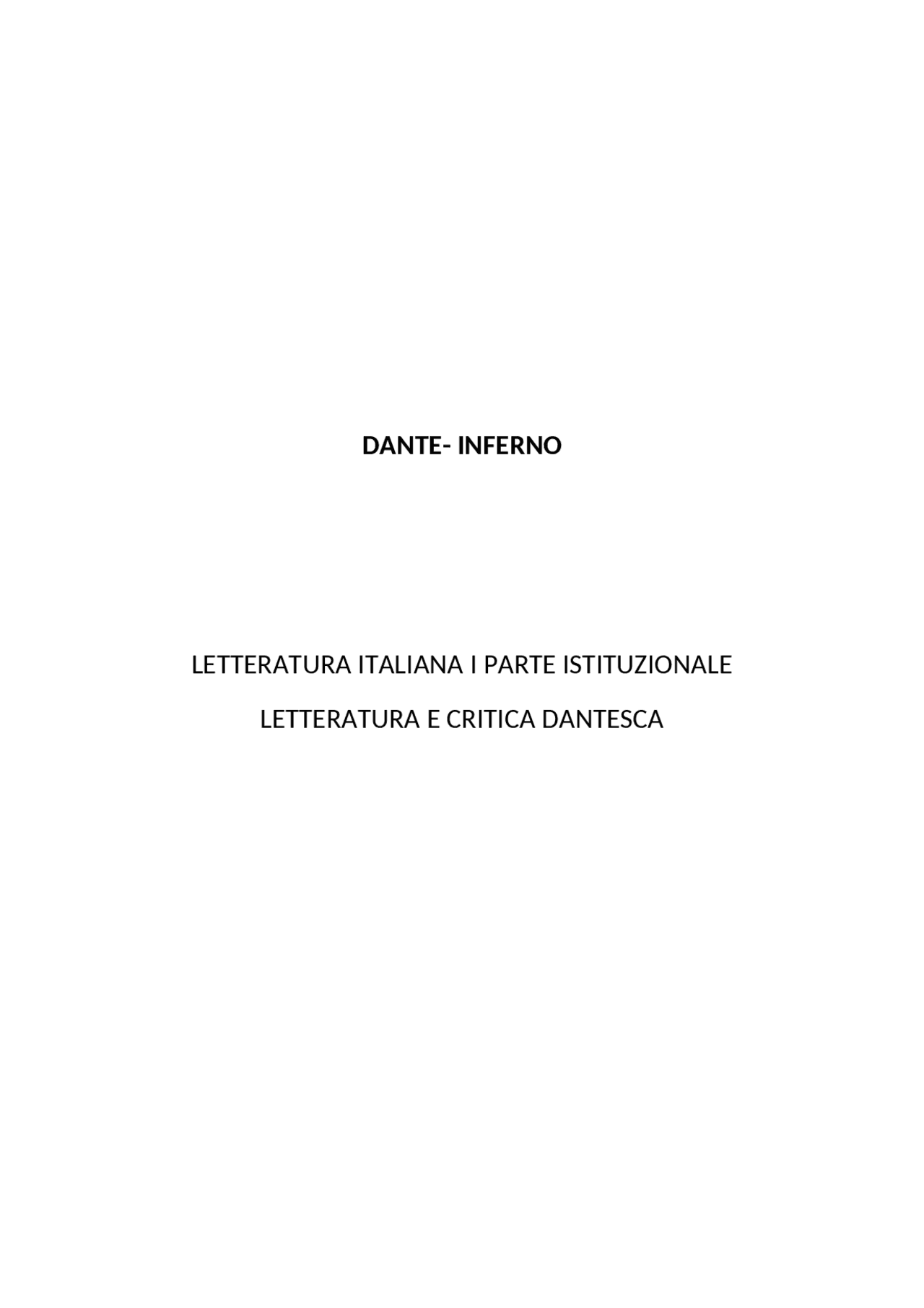 Dante Cantica Dell Inferno Analisi Di Tutti I Canti Dal 2 Al 34 Docsity