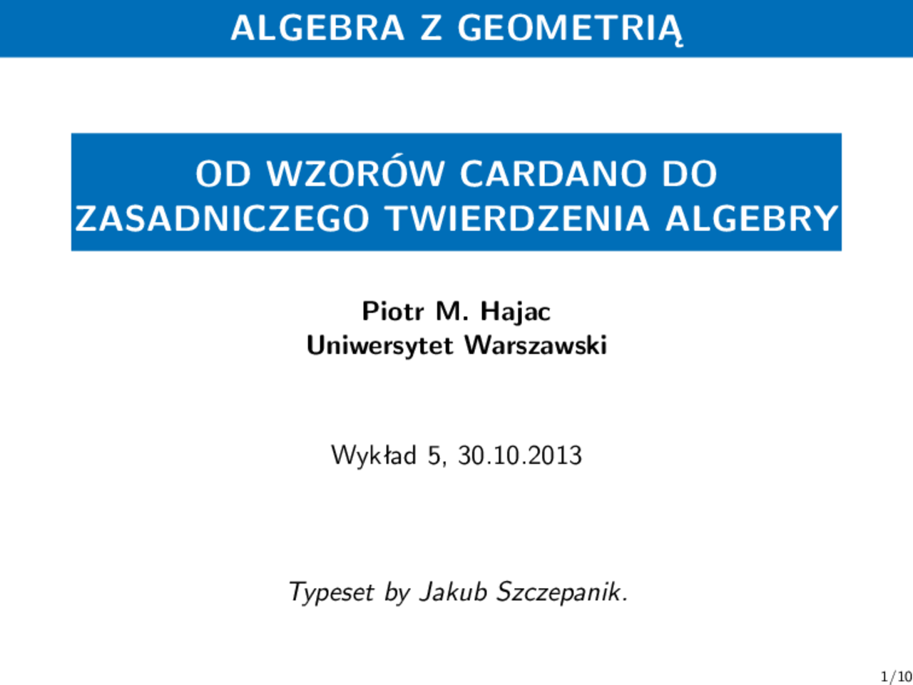 Od wzorów Cardano do zasadniczego twierdzenia algebry - Docsity