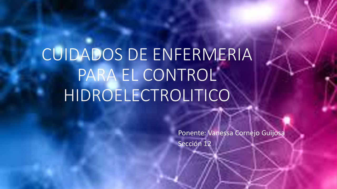 Cuidados De Enfermeria En Desequilibrio Hidroelectrolitico