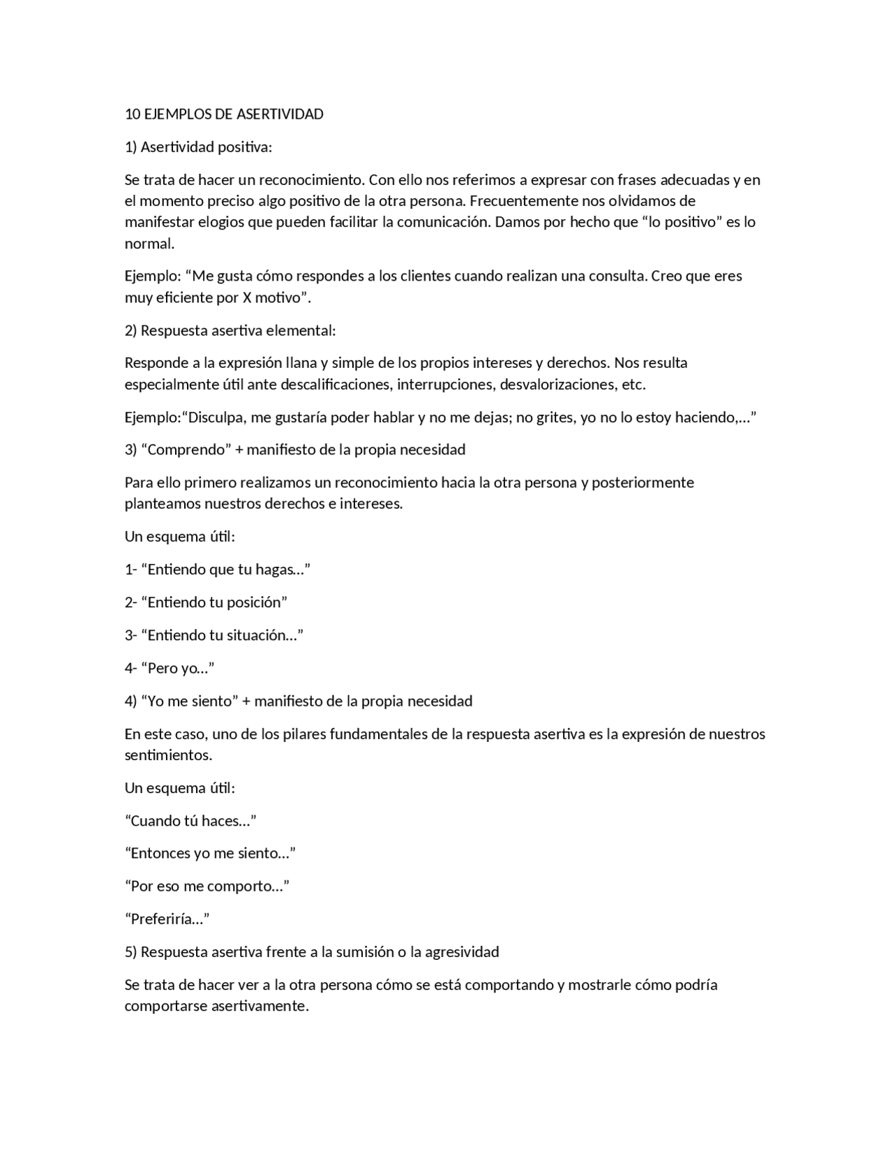 10 EJEMPLOS DE ASERTIVIDAD Docsity 10 EJEMPLOS DE ASERTIVIDAD Docsity