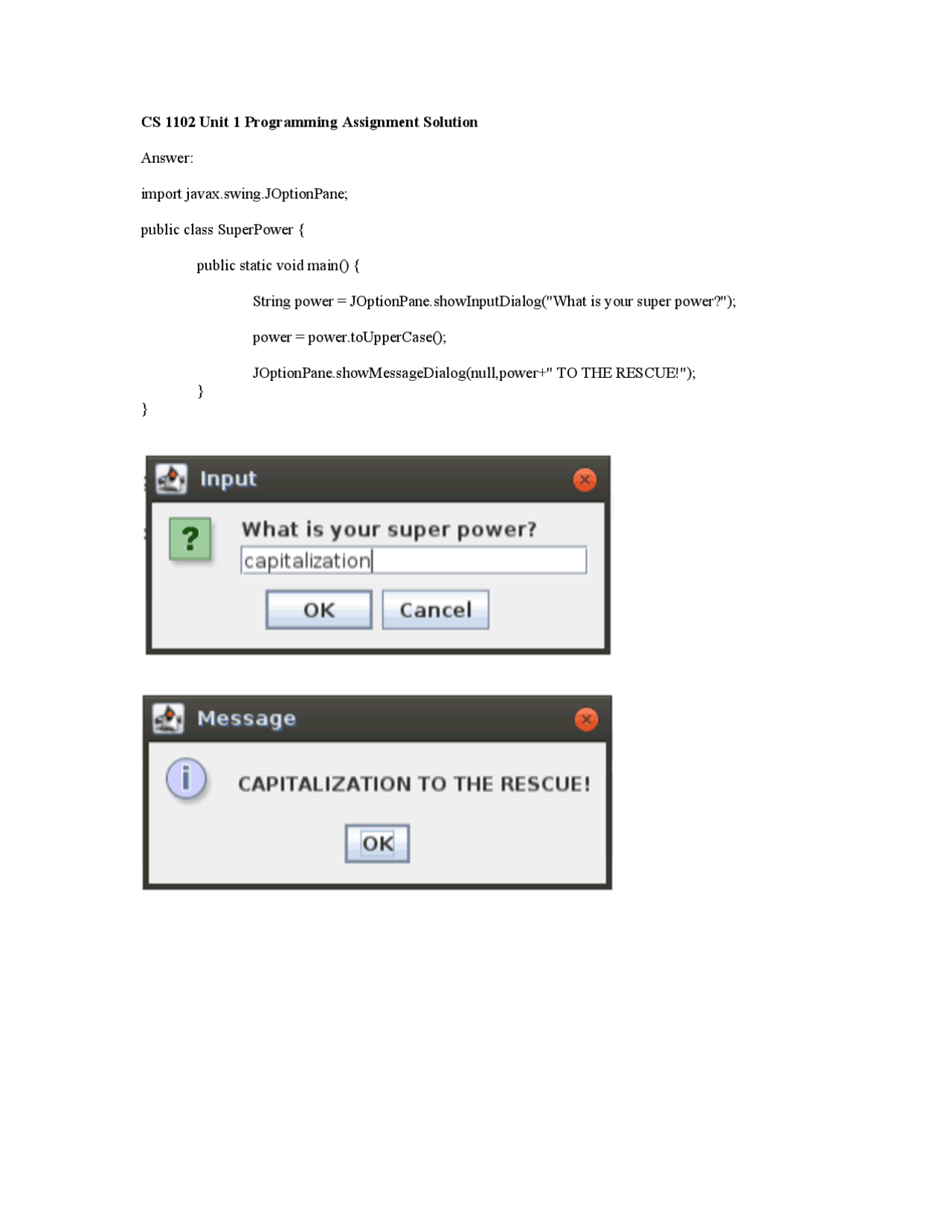 Programming Assignment Solution unit 1 - Docsity