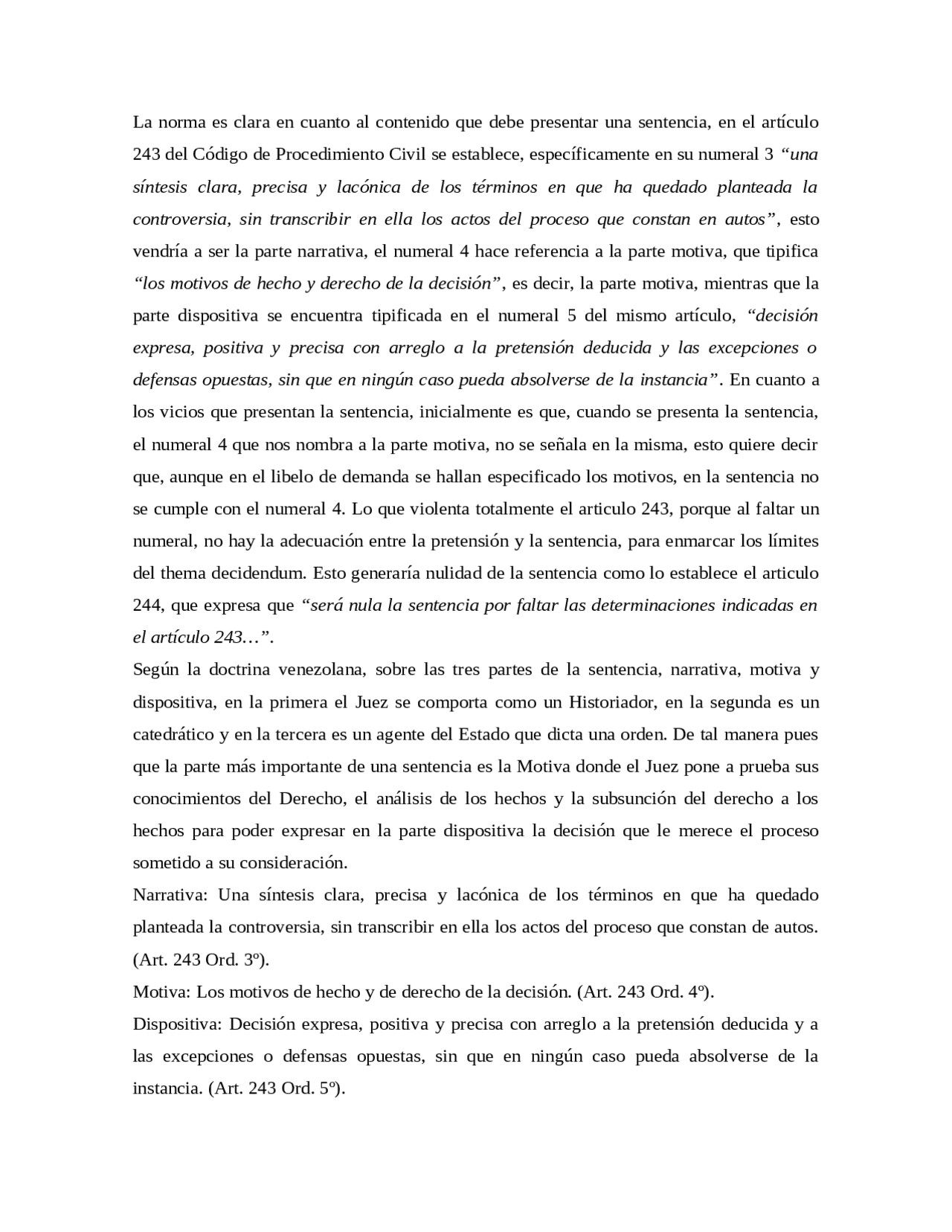 Partes de la sentencia civil - Docsity