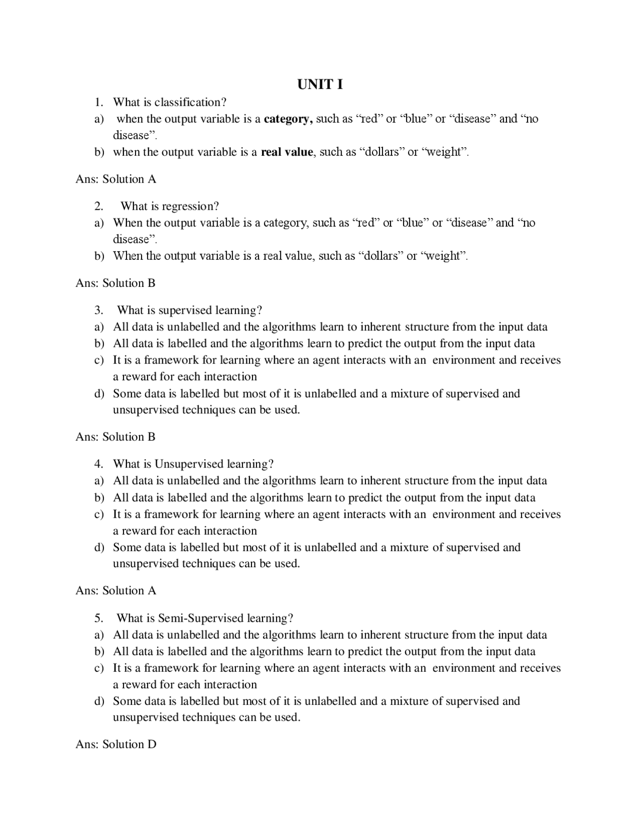 Machine Learning Mcq Docsity