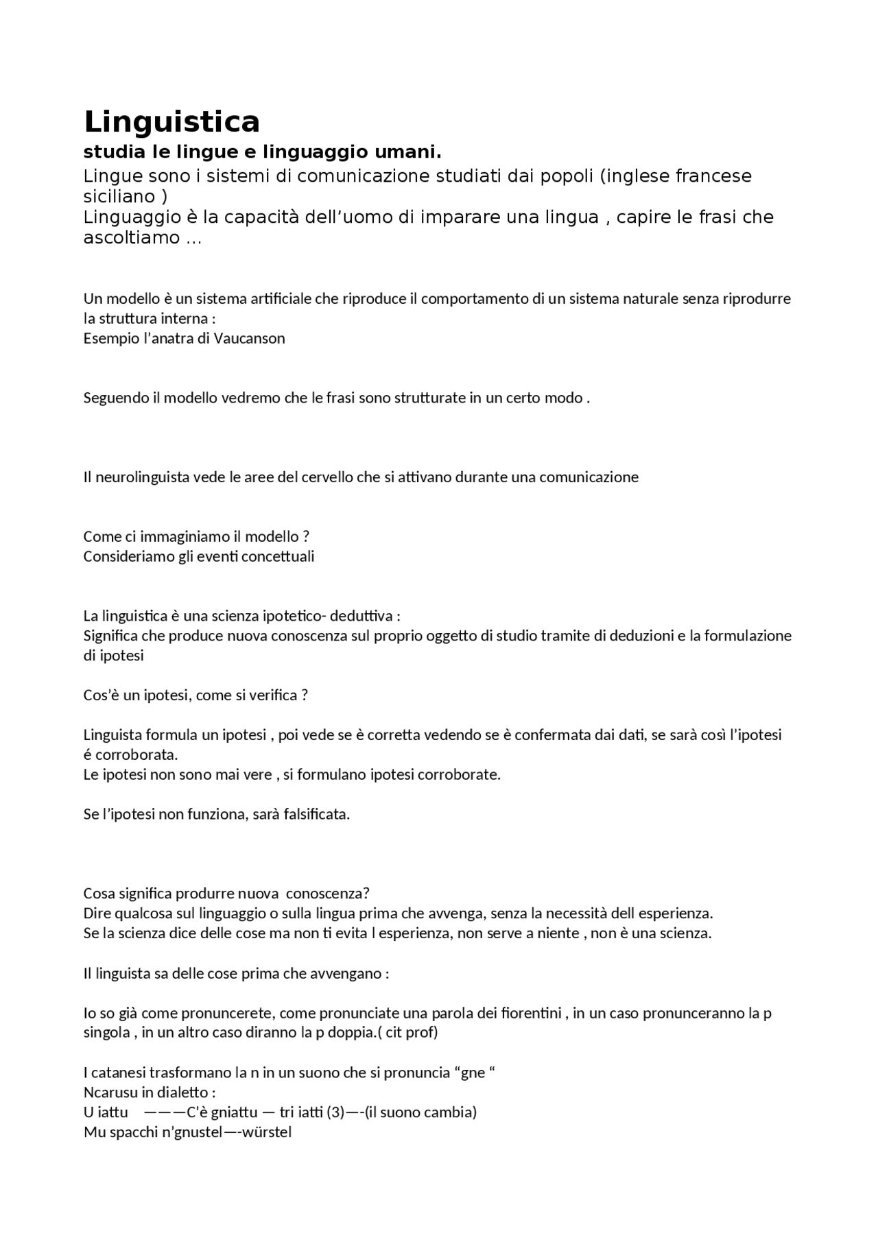 Linguistica Generale Docsity