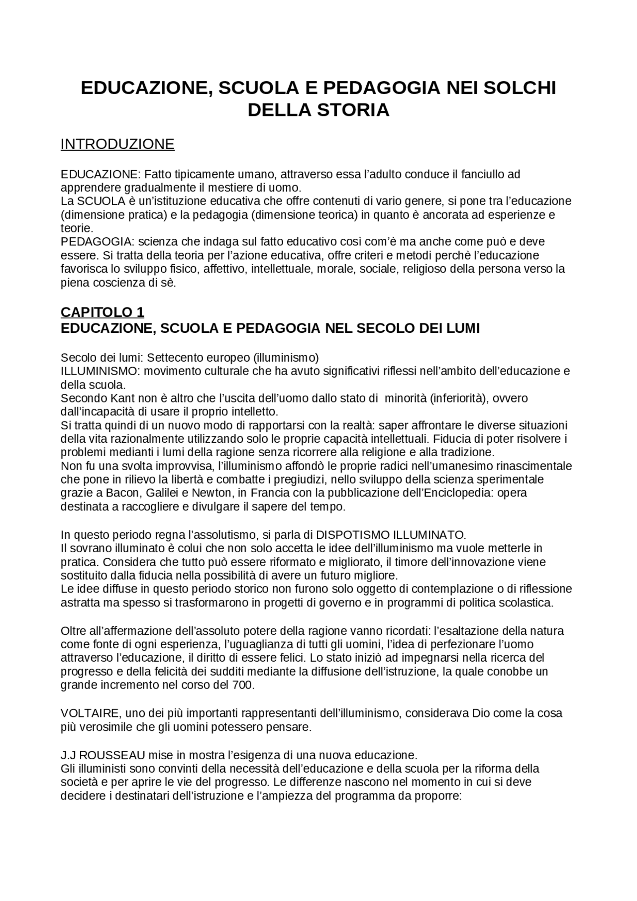 Storia della pedagogia - Docsity