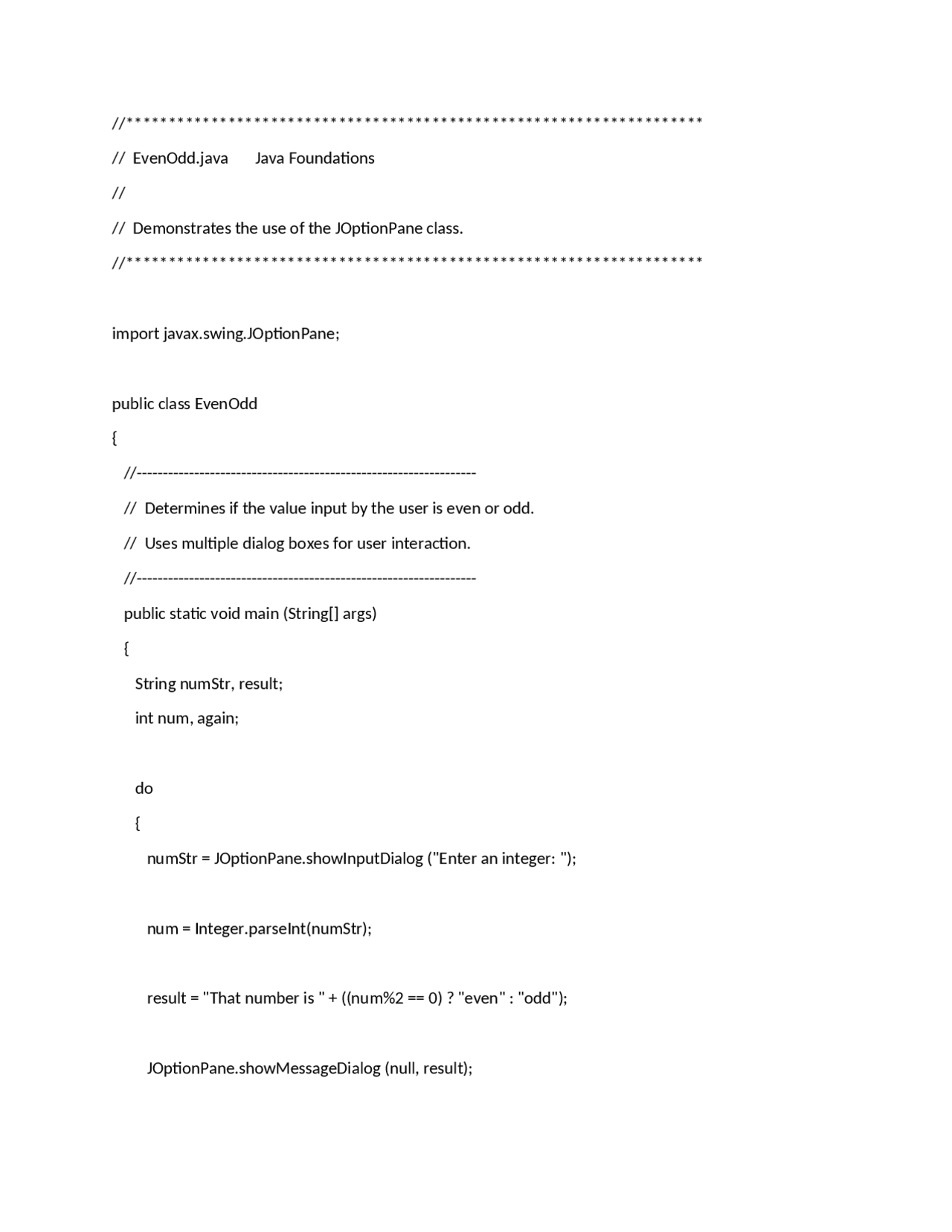 Even, odd code example - Docsity