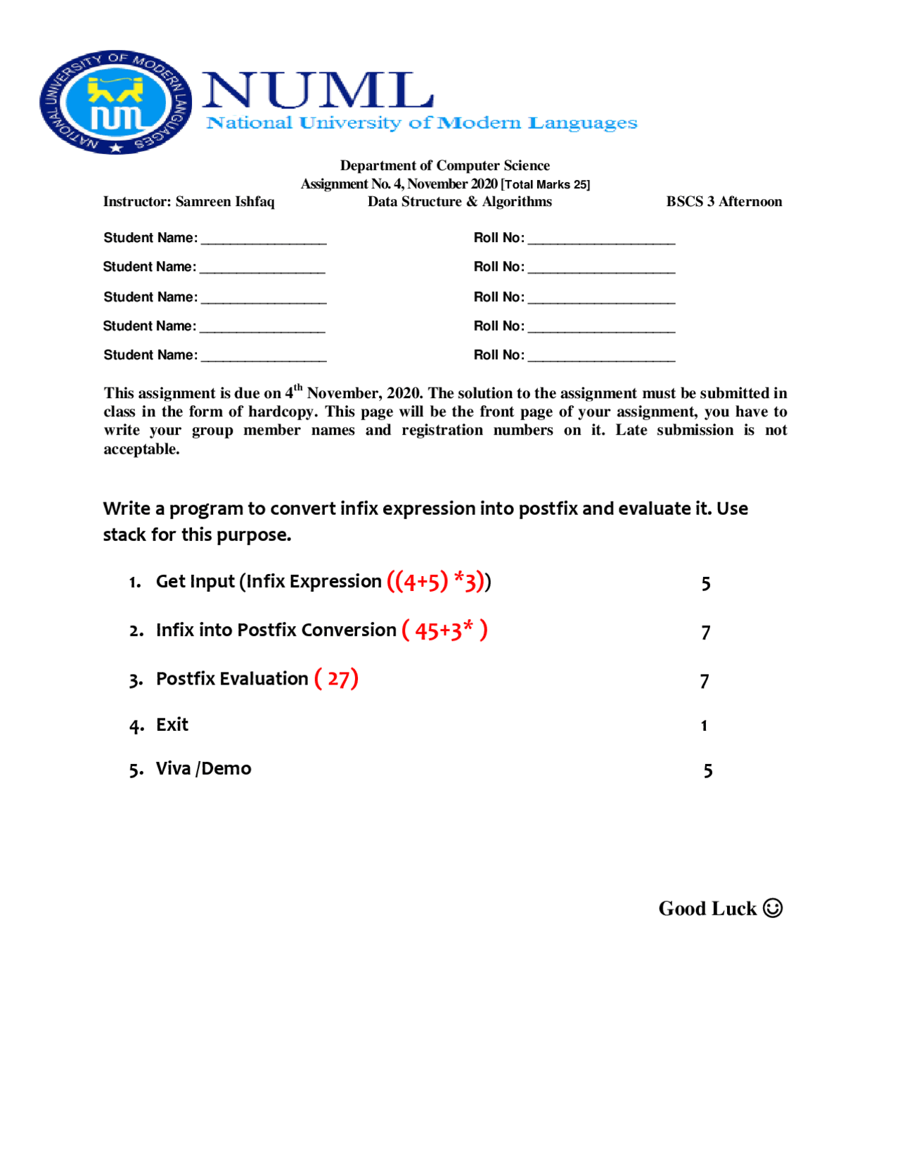 Activity for CS students as a programmer - Docsity