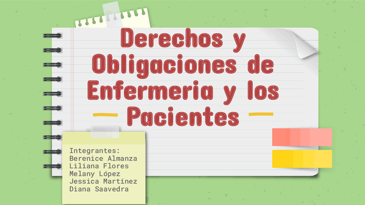 Derechos y Obligaciones de Enfermeria | Diapositivas de Derecho | Docsity