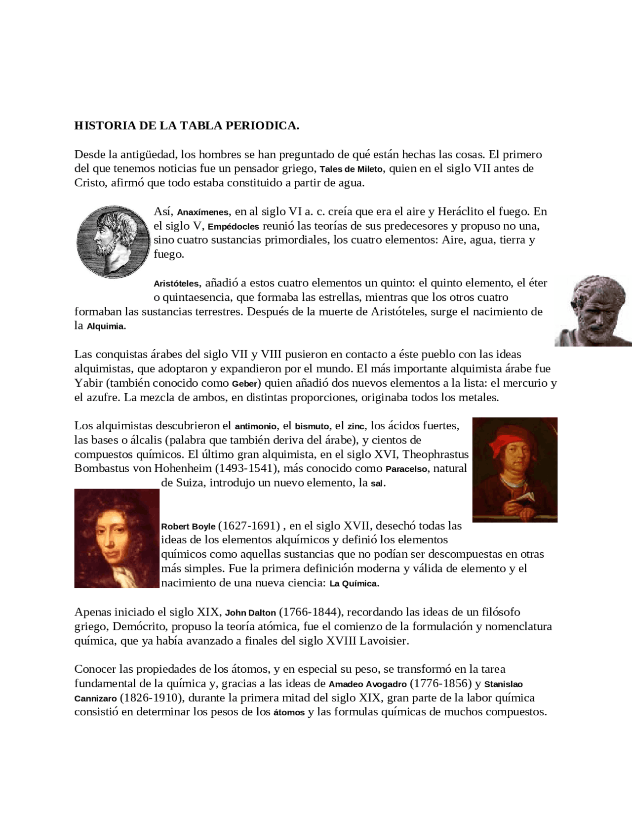 Historia De La Tabla Periodica Docsity