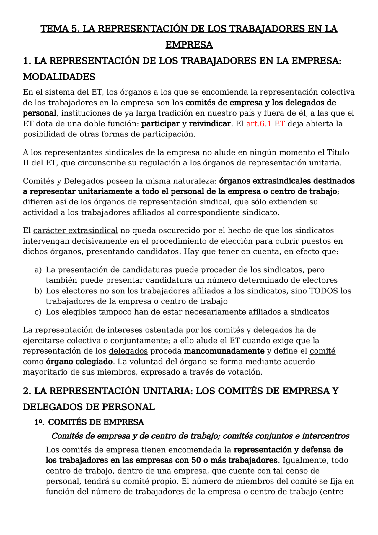 Derecho del Trabajo tema 5 - Docsity