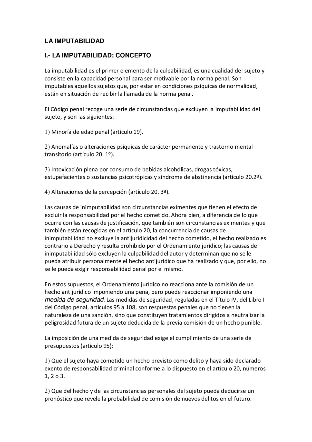 Esquema imputabilidad - Derecho penal II - Docsity