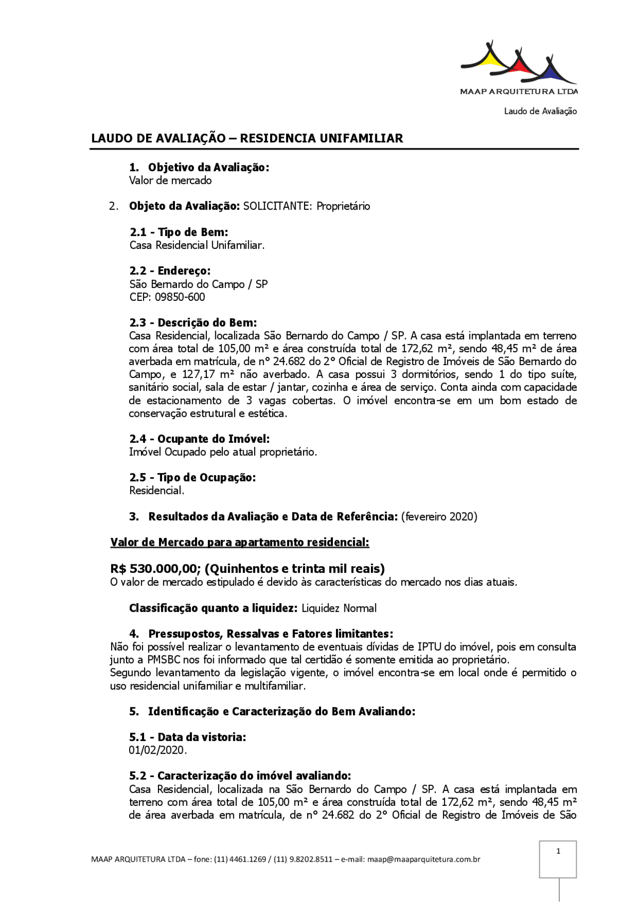 Modelo de Laudo de Avaliação Docsity Modelo de Laudo de Avaliação Docsity