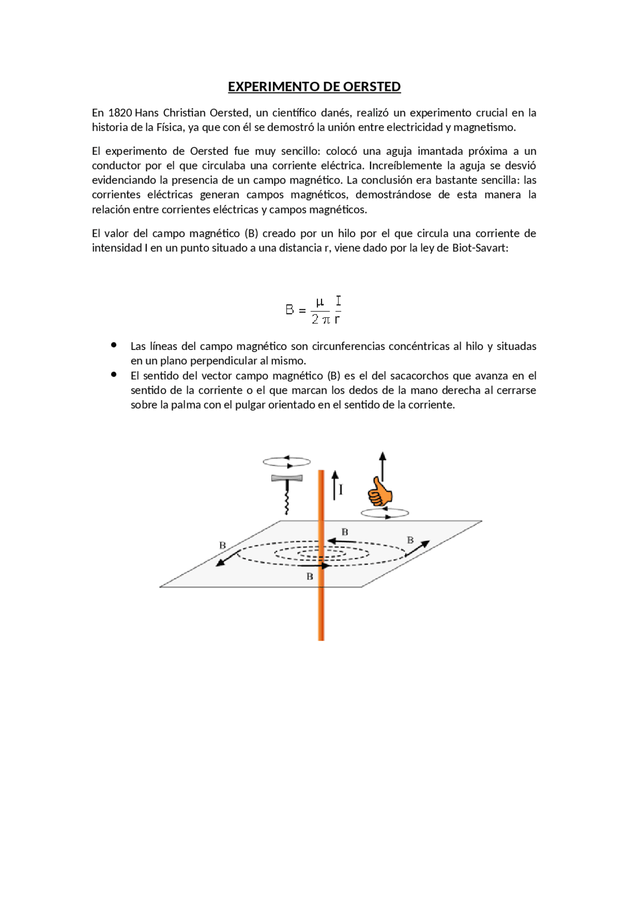 EXPERIMENTO DE OERSTED Docsity