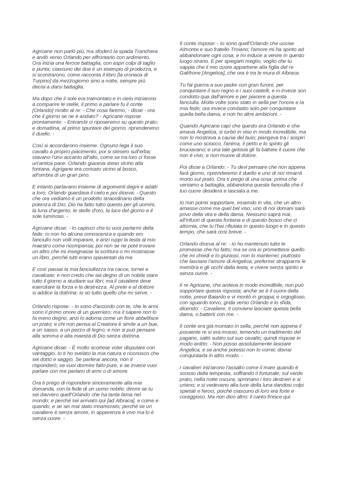 Orlando innamorato parafrasi canto 1 119 Appunti di Italiano Docsity