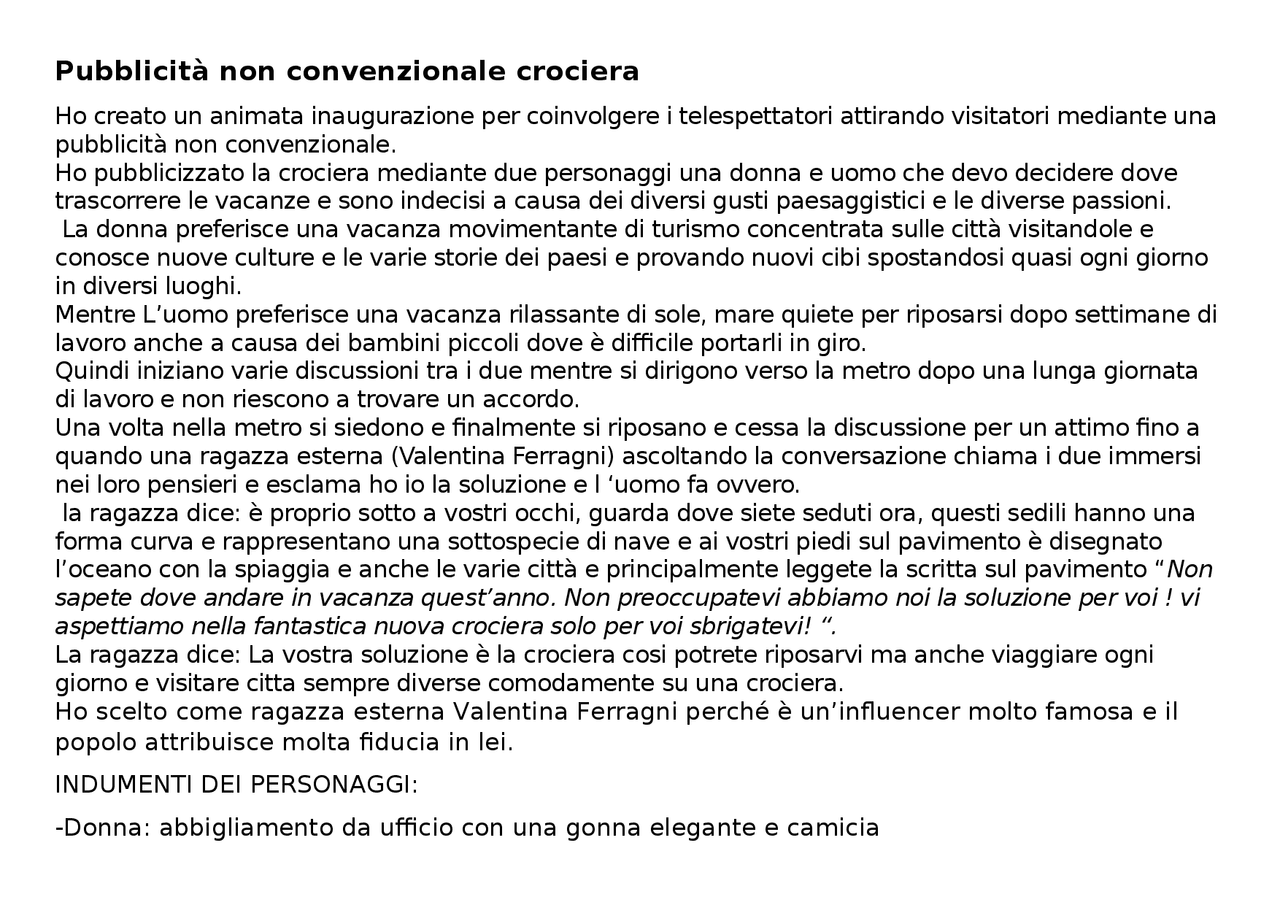 Pubblicità non convenzionale crociera Ho creato un animata
