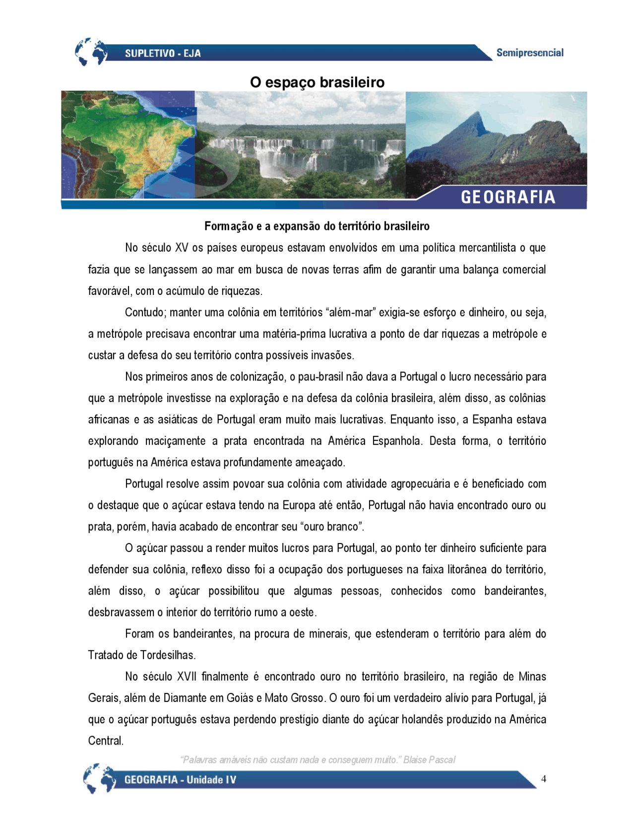 O espaço brasileiro (GEOGRAFIA) - Docsity