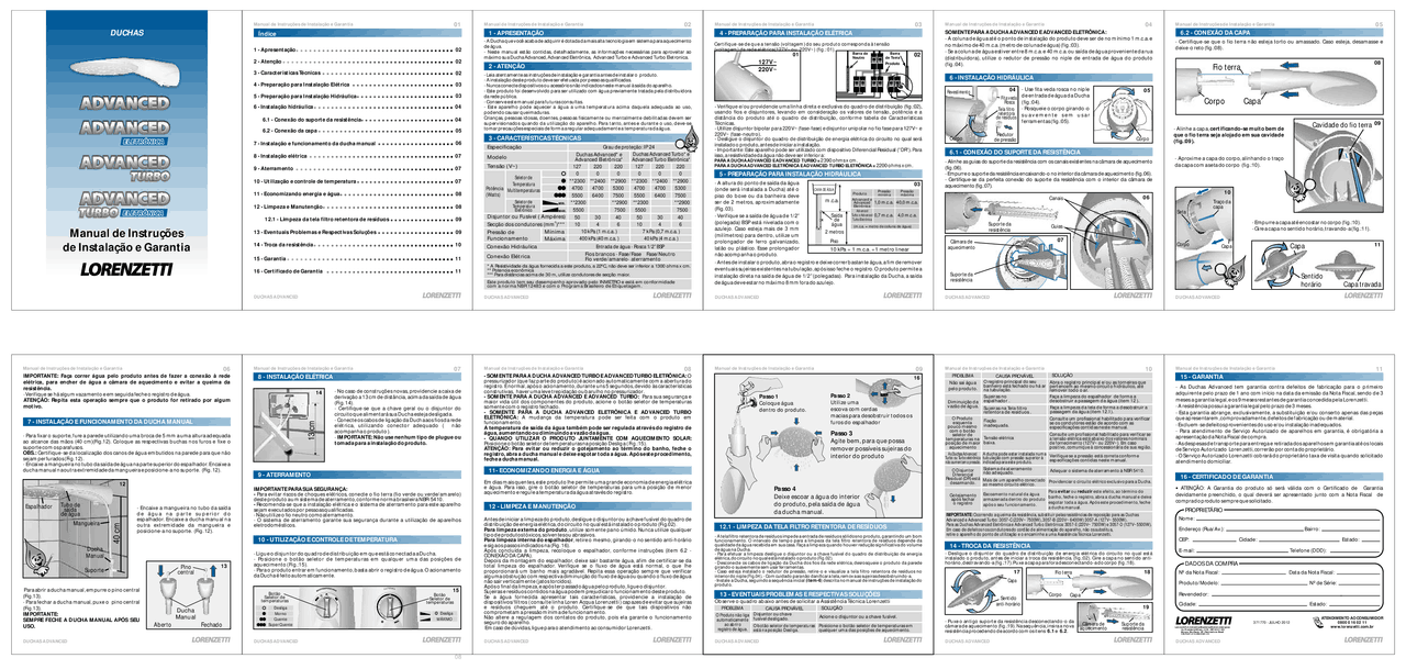 Manual de instruções ducha advanced - Docsity