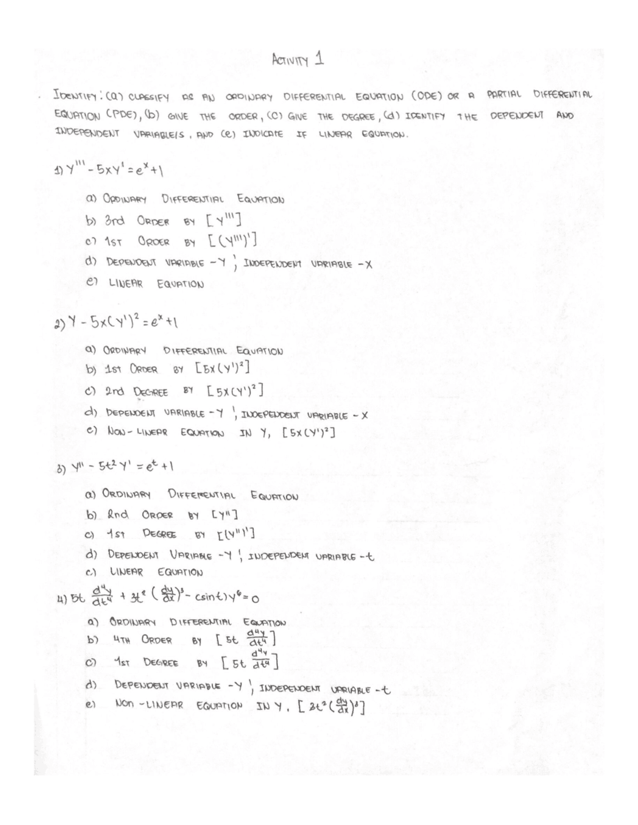 Differential equation sample problem with solution - Docsity