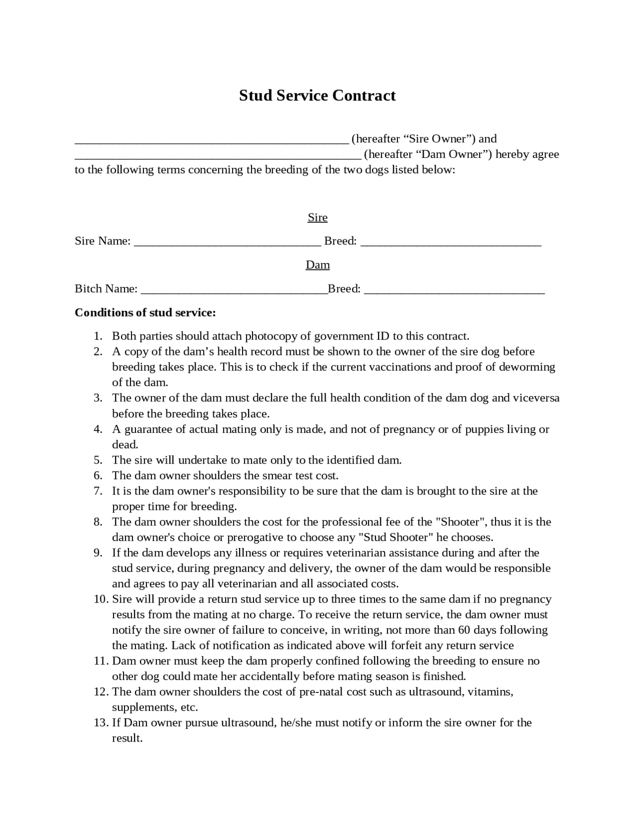 Stud Service Contract Docsity Stud Service Contract Docsity
