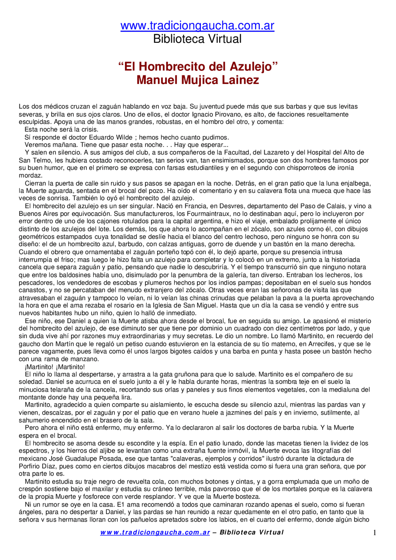 Hombrecito Azulejo Mujica L Docsity