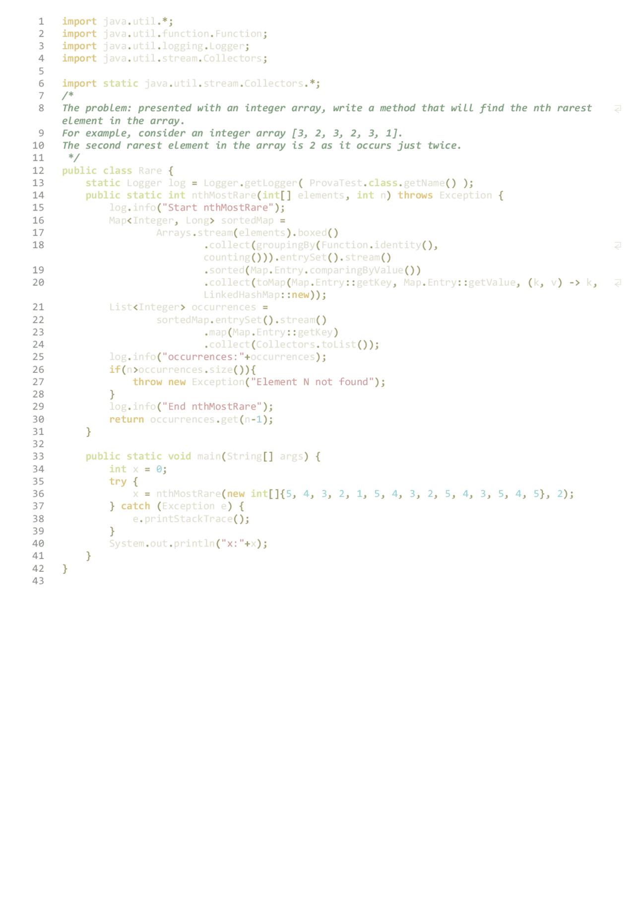 Java problem Rare.java - Docsity