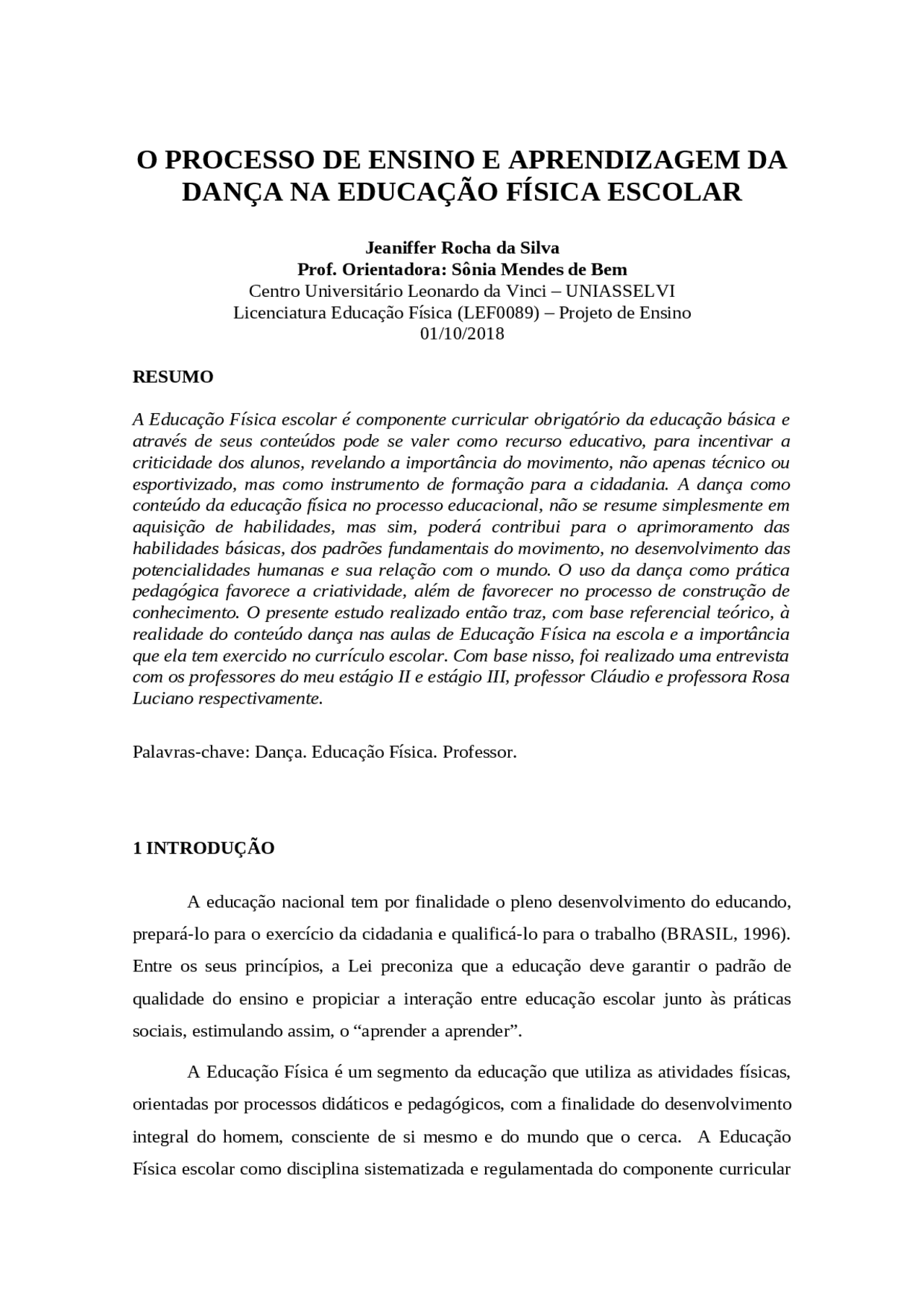 Trabalho De Graducao Educacao Fisica Docsity