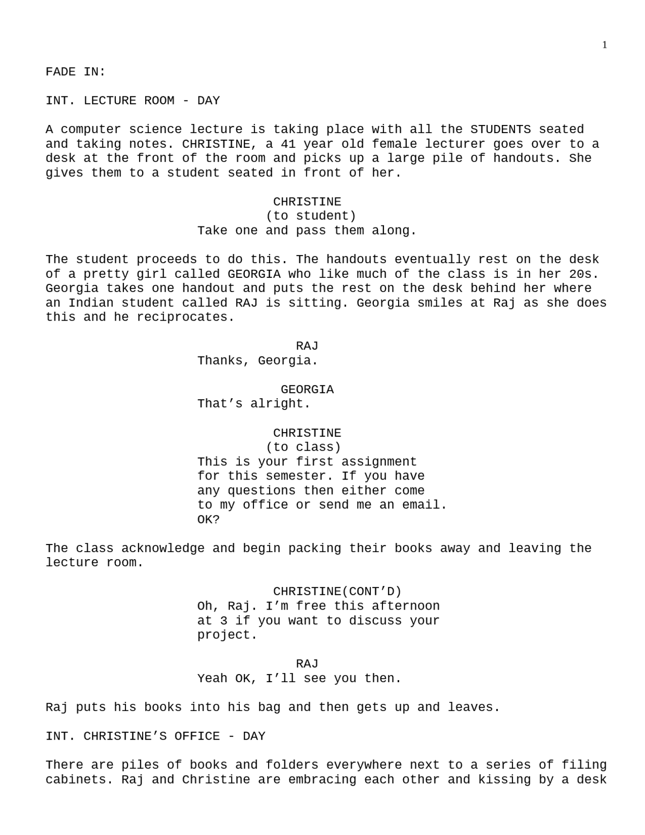 Script Writing English comprehension - Docsity