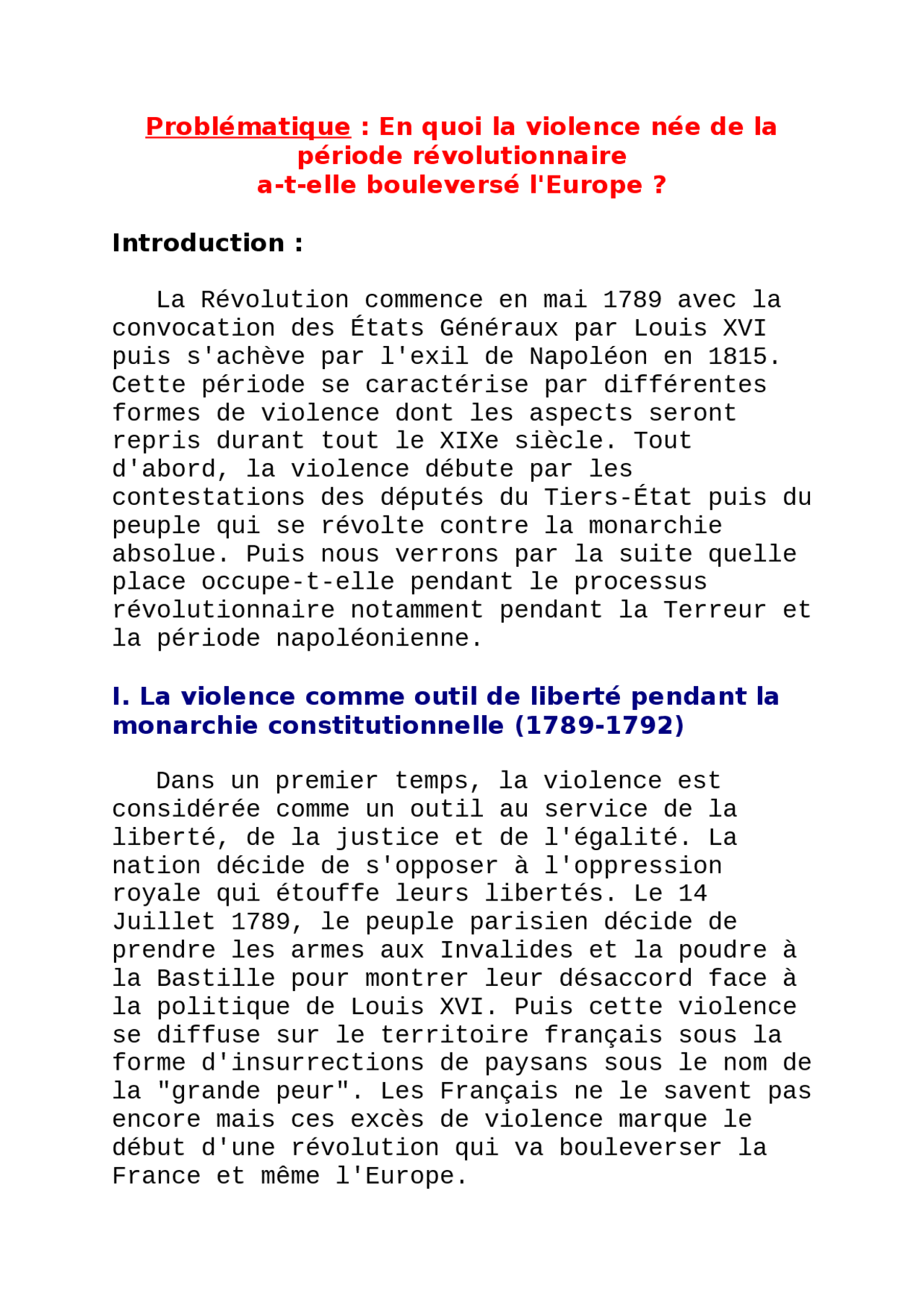 Question Problématisée Sur La Révolution Française