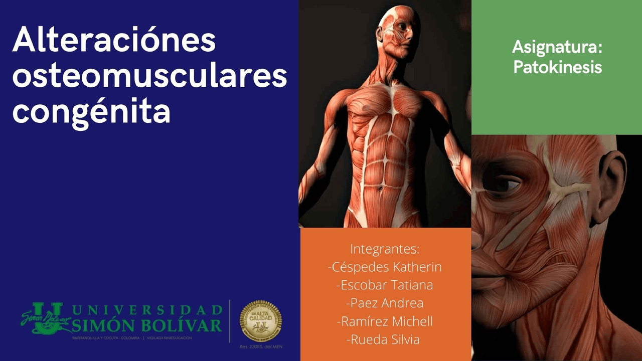 PRESENTACIÓN DE ALTERACIÓNES OSTEOMUSCULARES CONGÉNITA T02. - Docsity