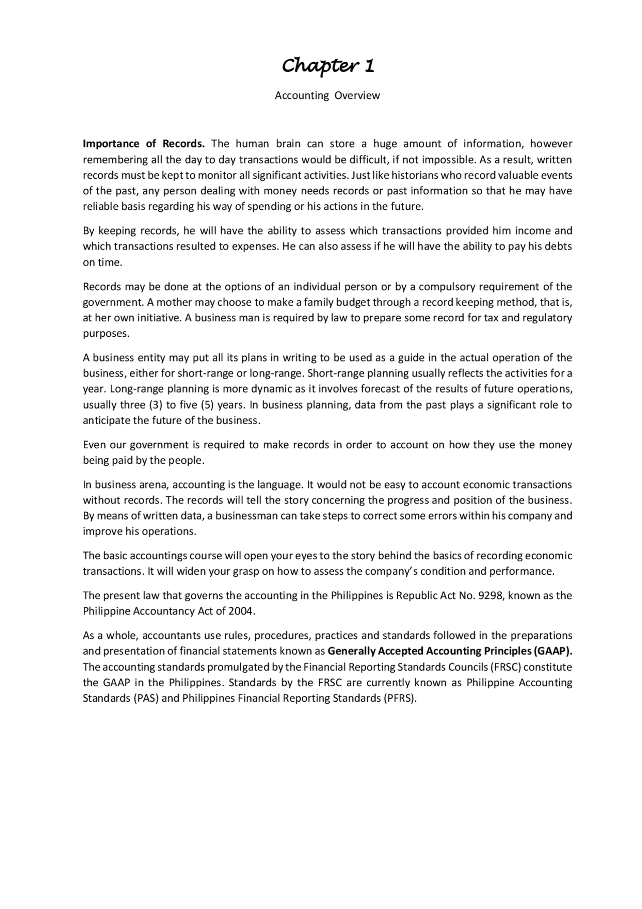 Fundamentals of accounting chapter 1 docsity