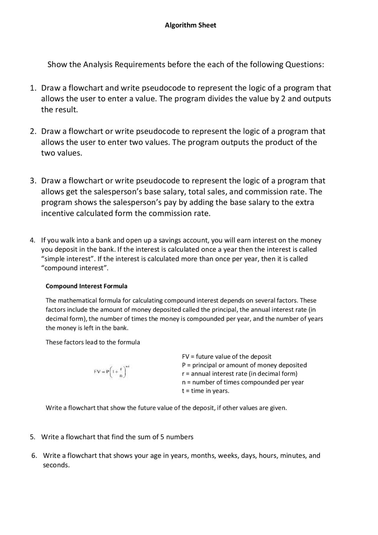 Pseudo code questions | Exercises Computer Science | Docsity
