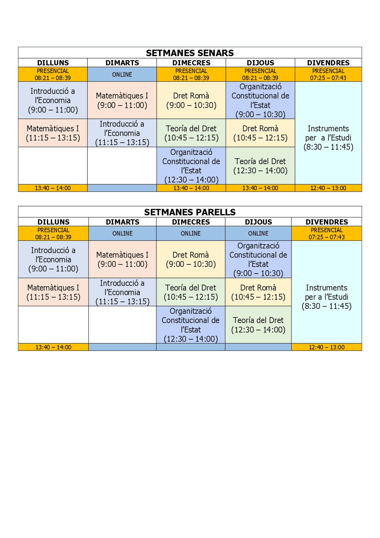 Horario ADE Derecho 2020 Docsity horario-ade-derecho-2020-docsity