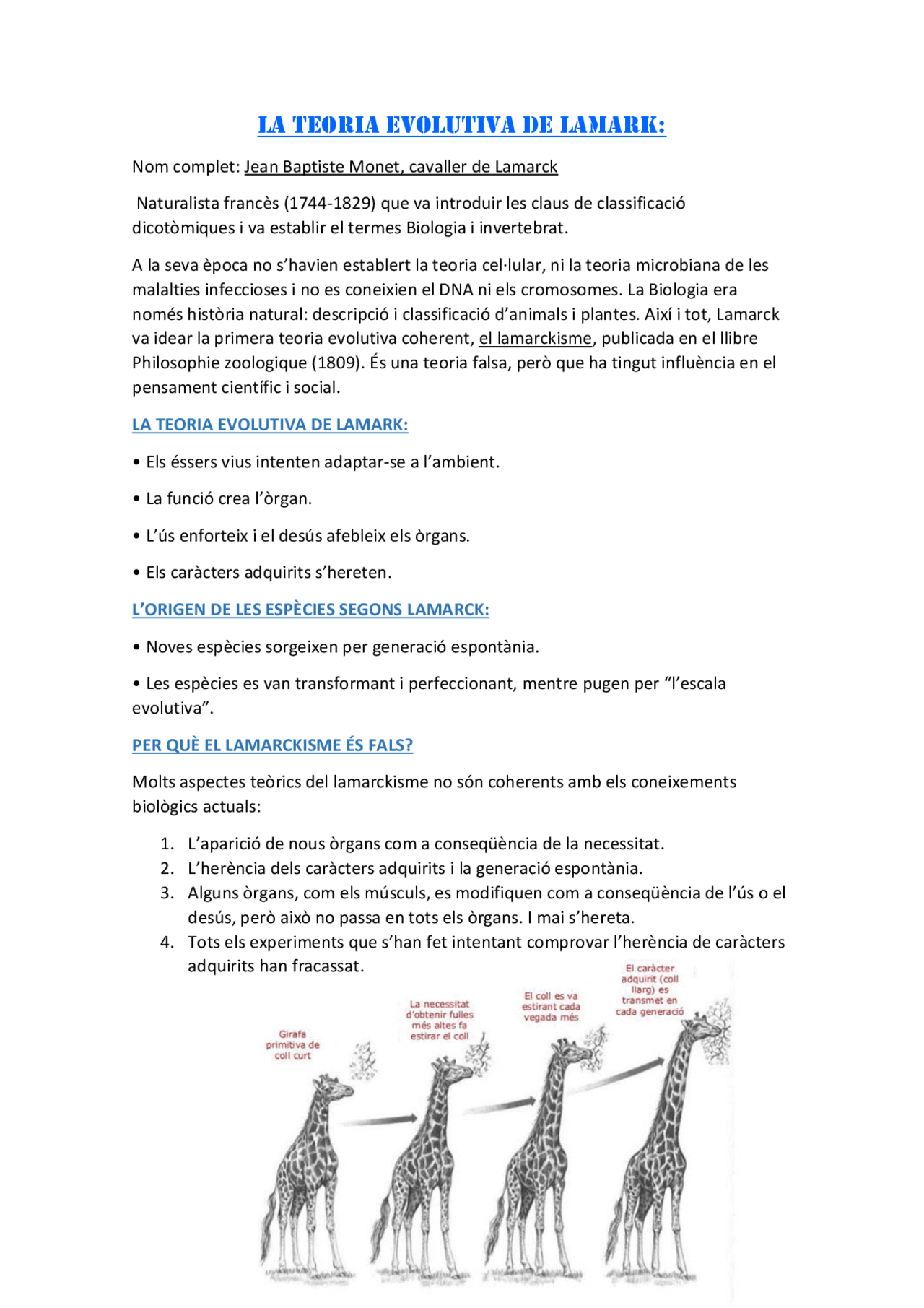 Teoria Evolutiva De Lamark Docsity
