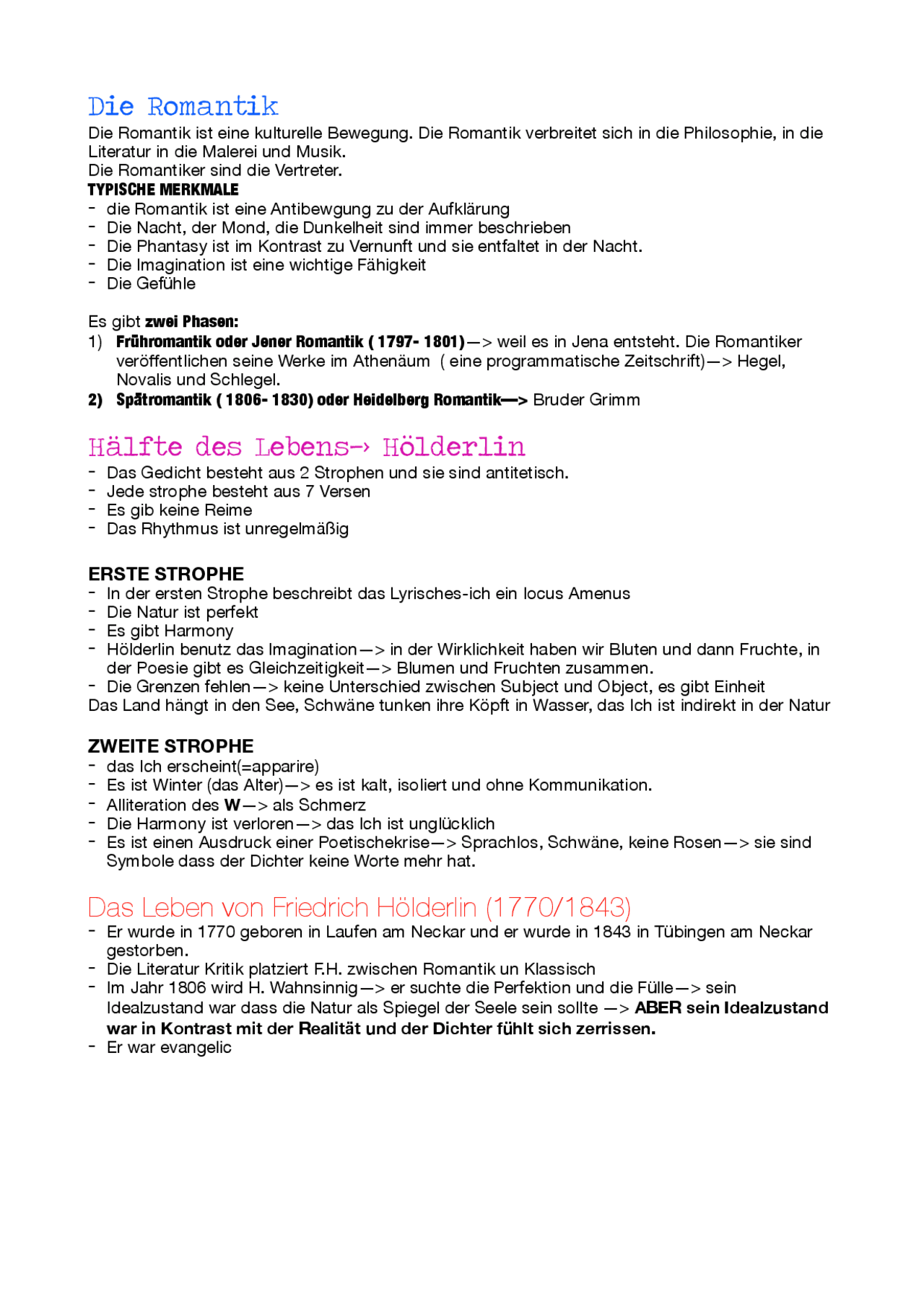 Die Romantik il Romanticismo in Germania Docsity