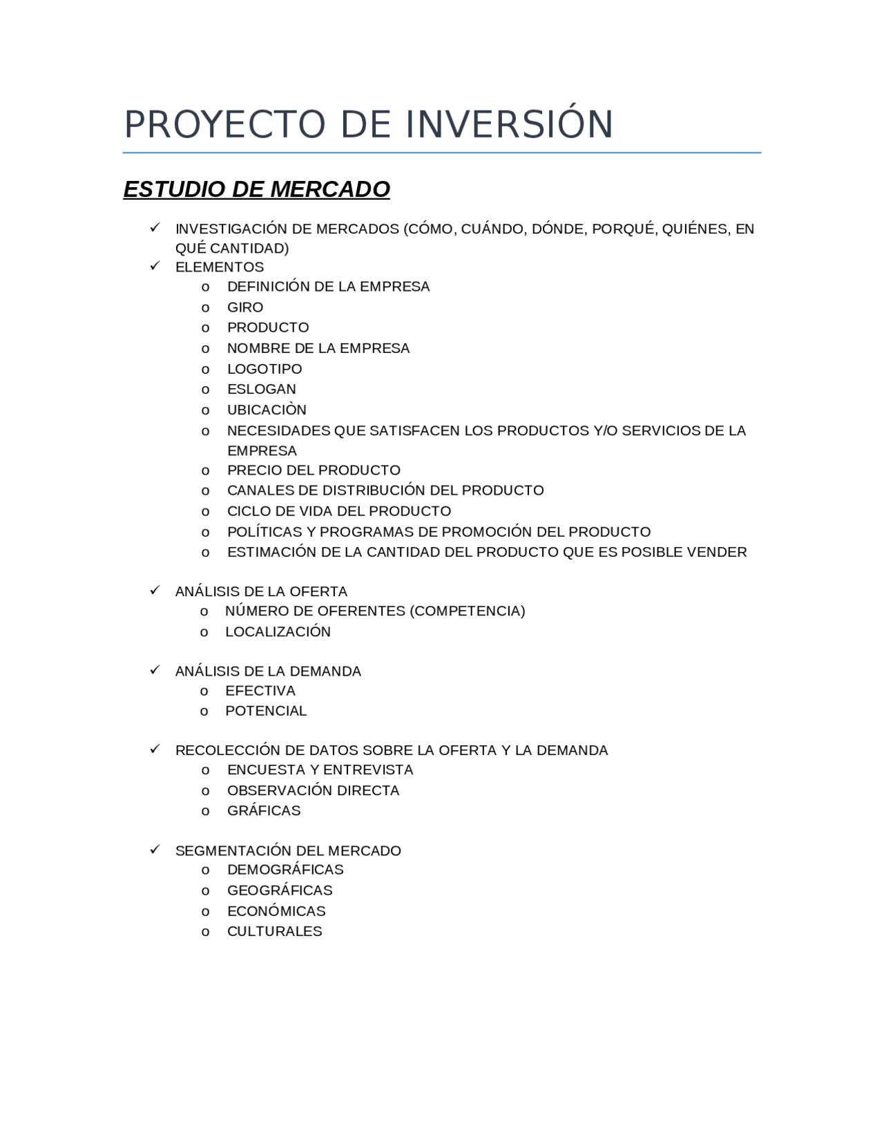 Plan de negocio-Proyecto de inversión - Docsity