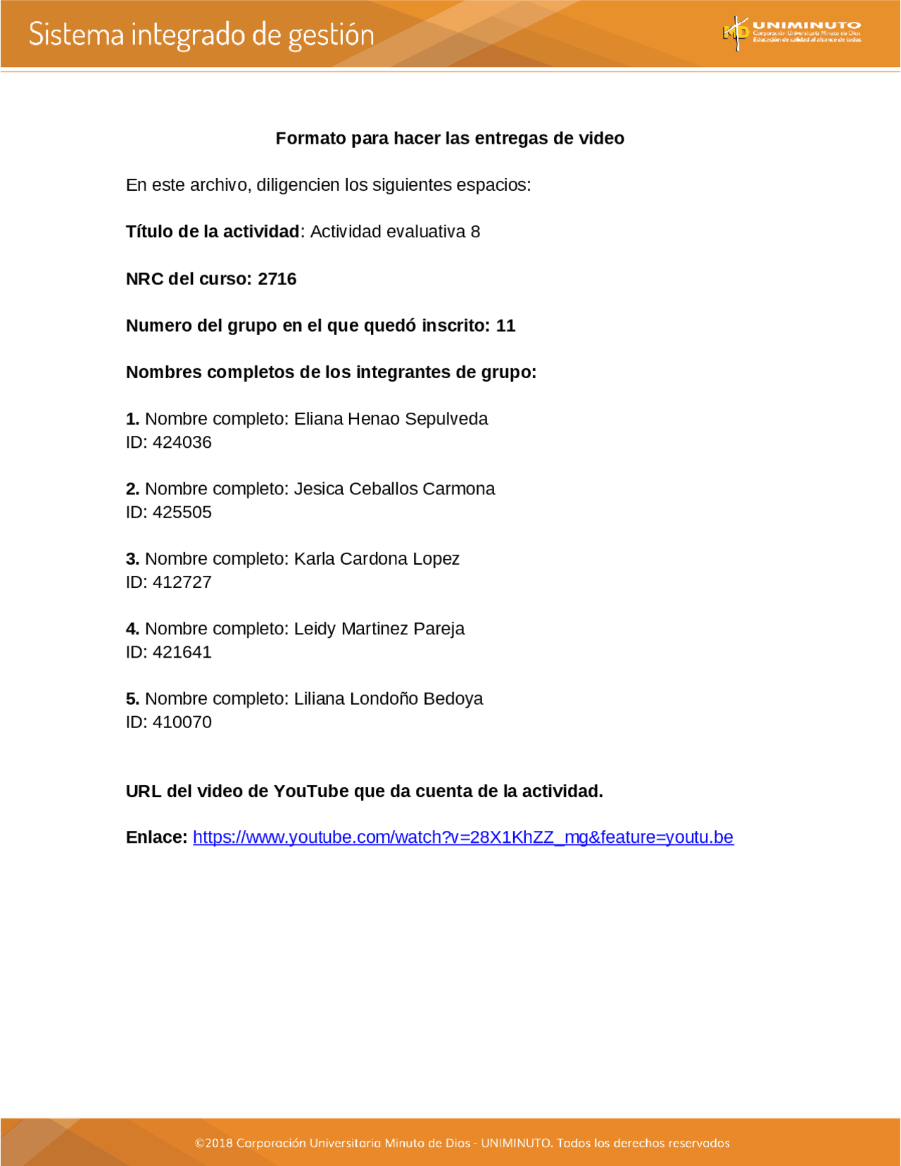 Actividad evaluativa 8 Sistemas integrados de gestion - Docsity