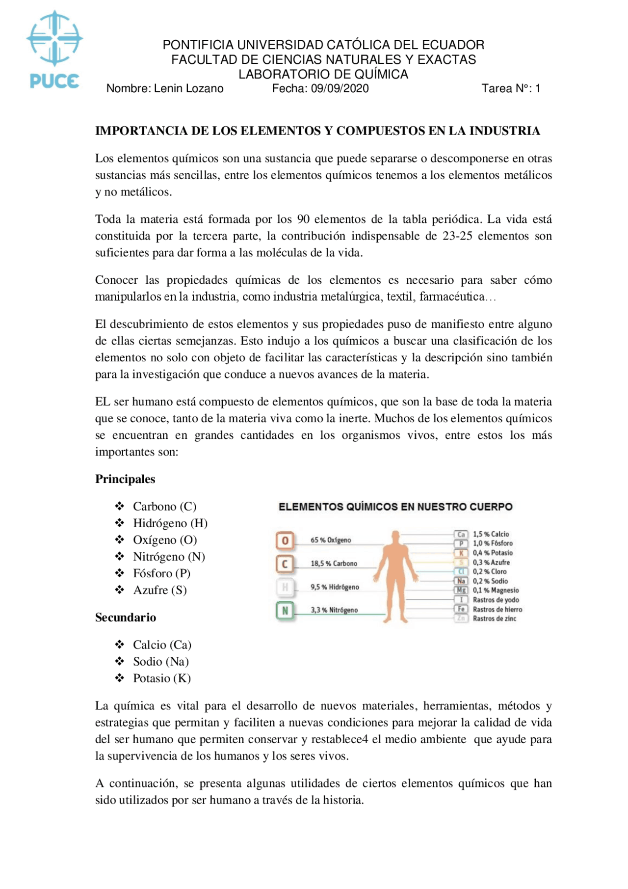Importancia de los elementos para el ser humano. - Docsity