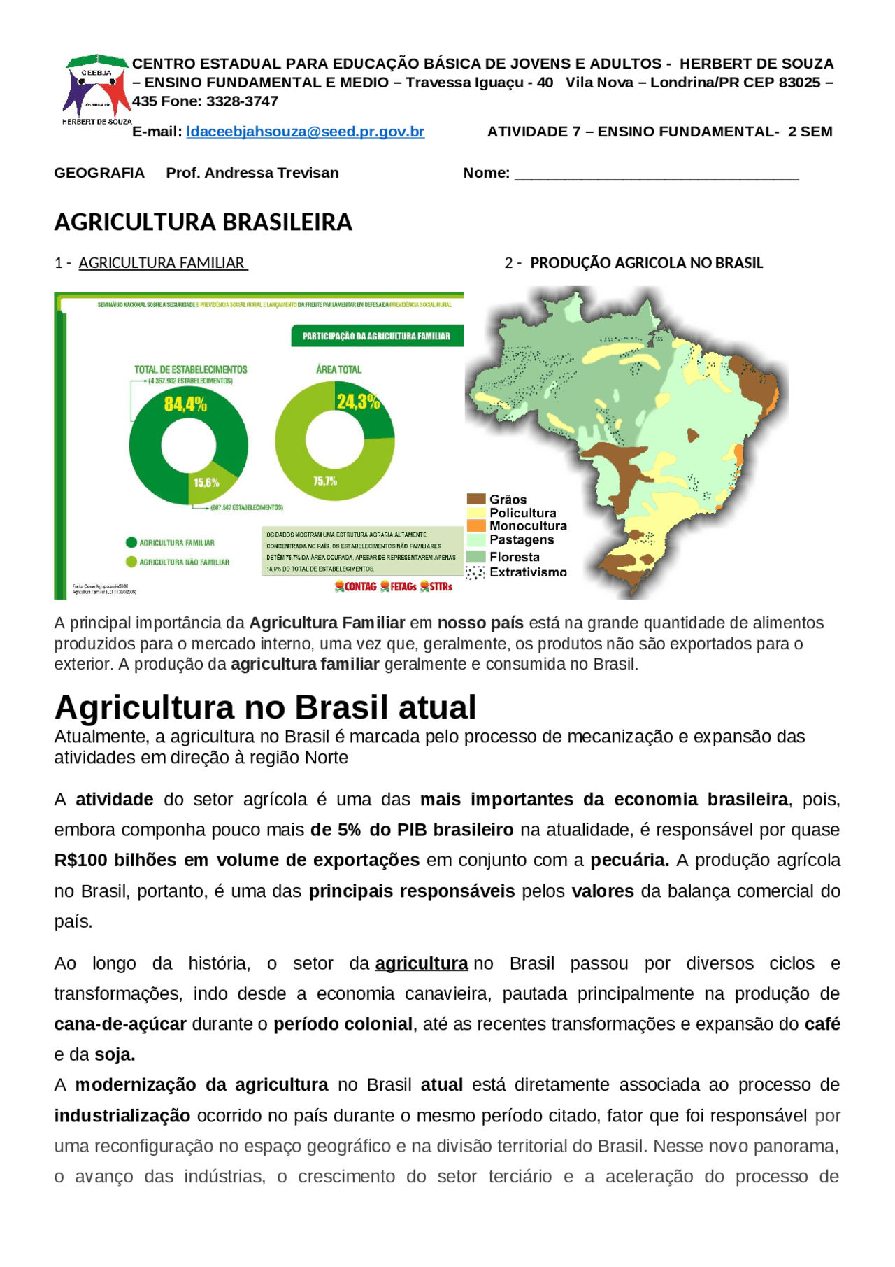Exercícios Sobre Agricultura Para O 6 Ano Com Gabarito - RETOEDU