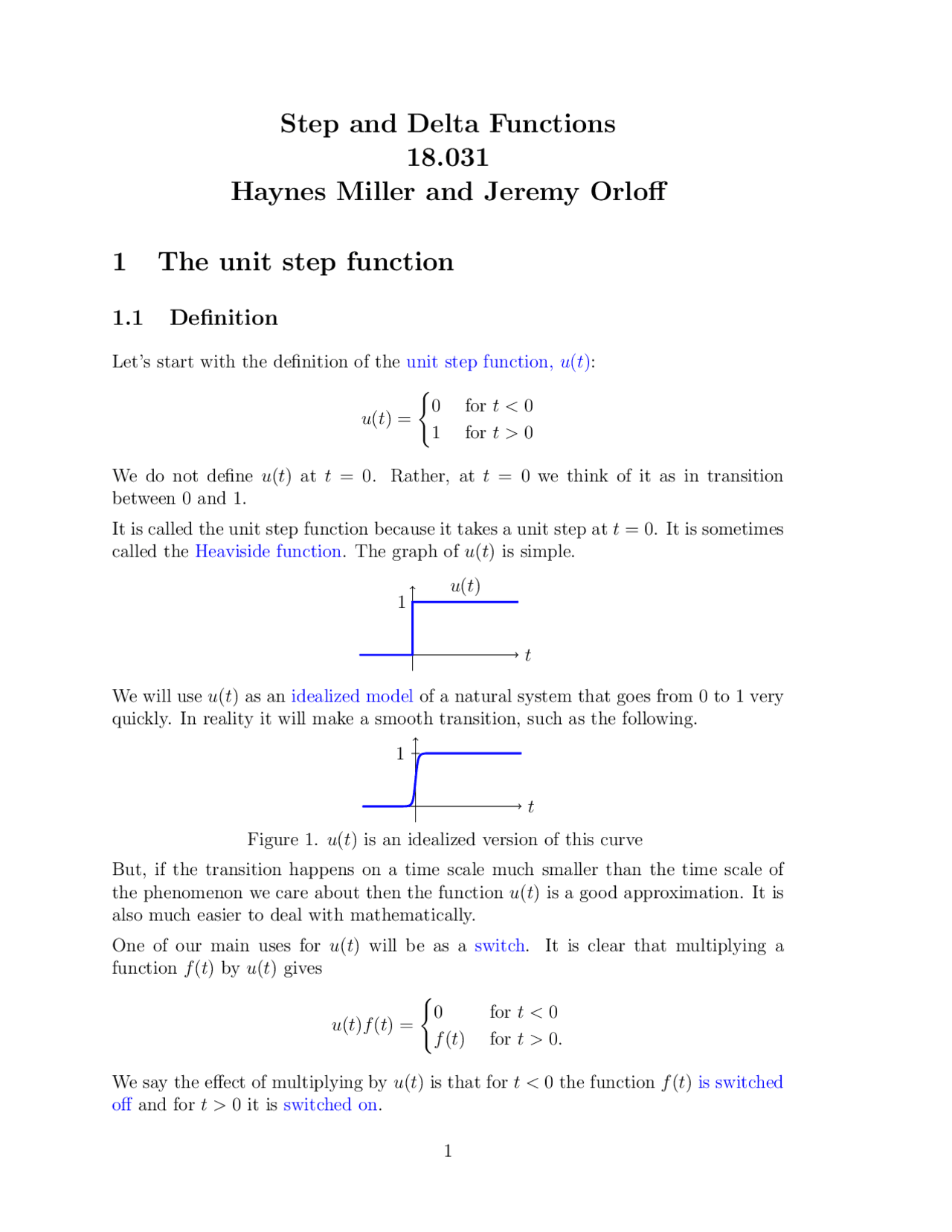 StepandDeltaFunctions18.031HaynesMillerandJer - Docsity