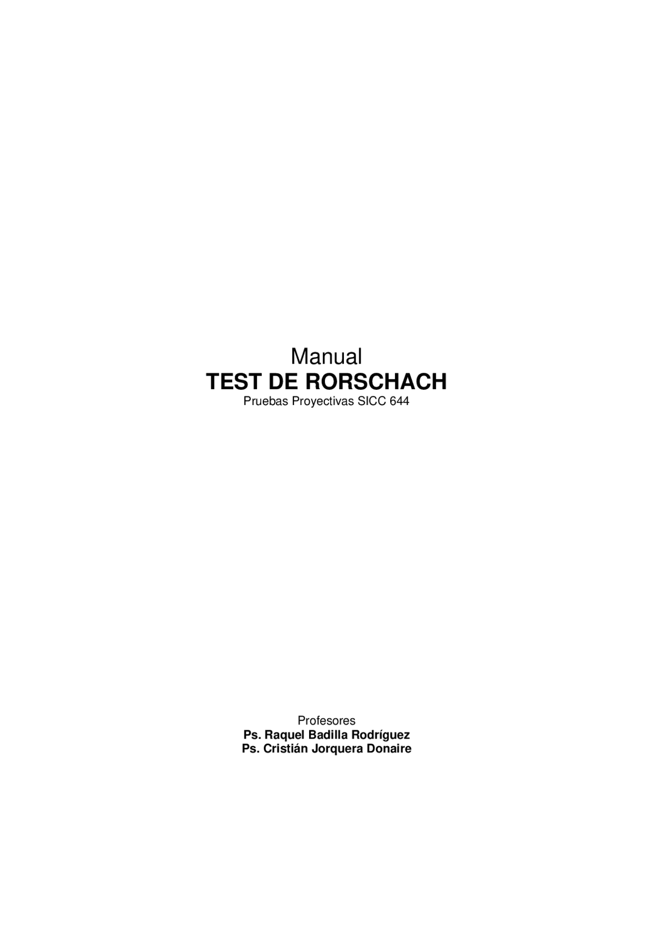 Manual de Interpretación y Codificación del Test de Rorschach - Docsity