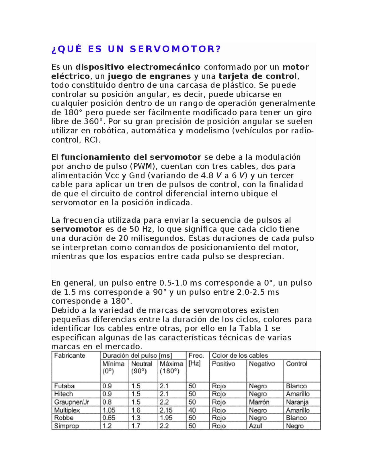 QUE ES UN SERVOMOTOR Docsity