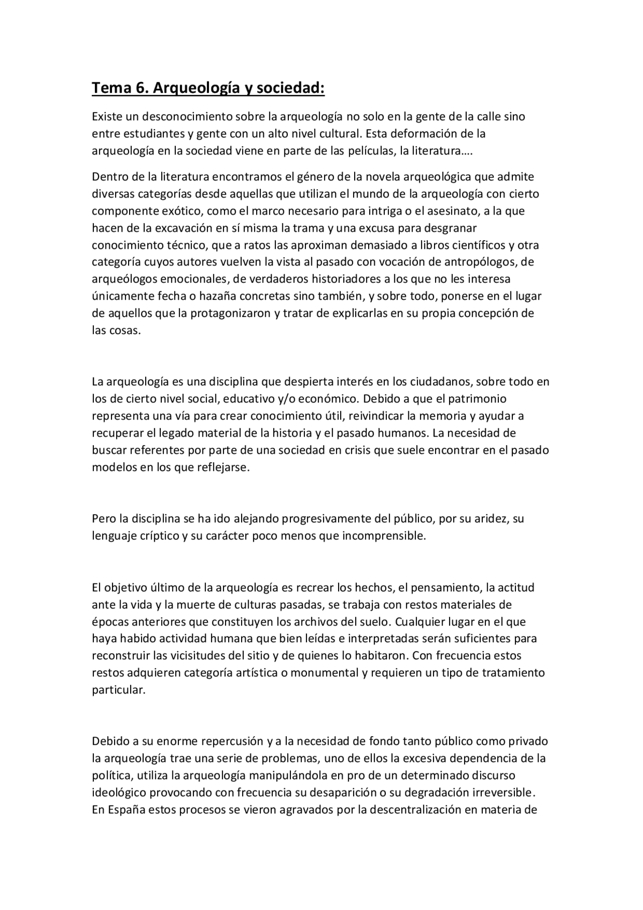 Tema 6 De Arqueologia Docsity