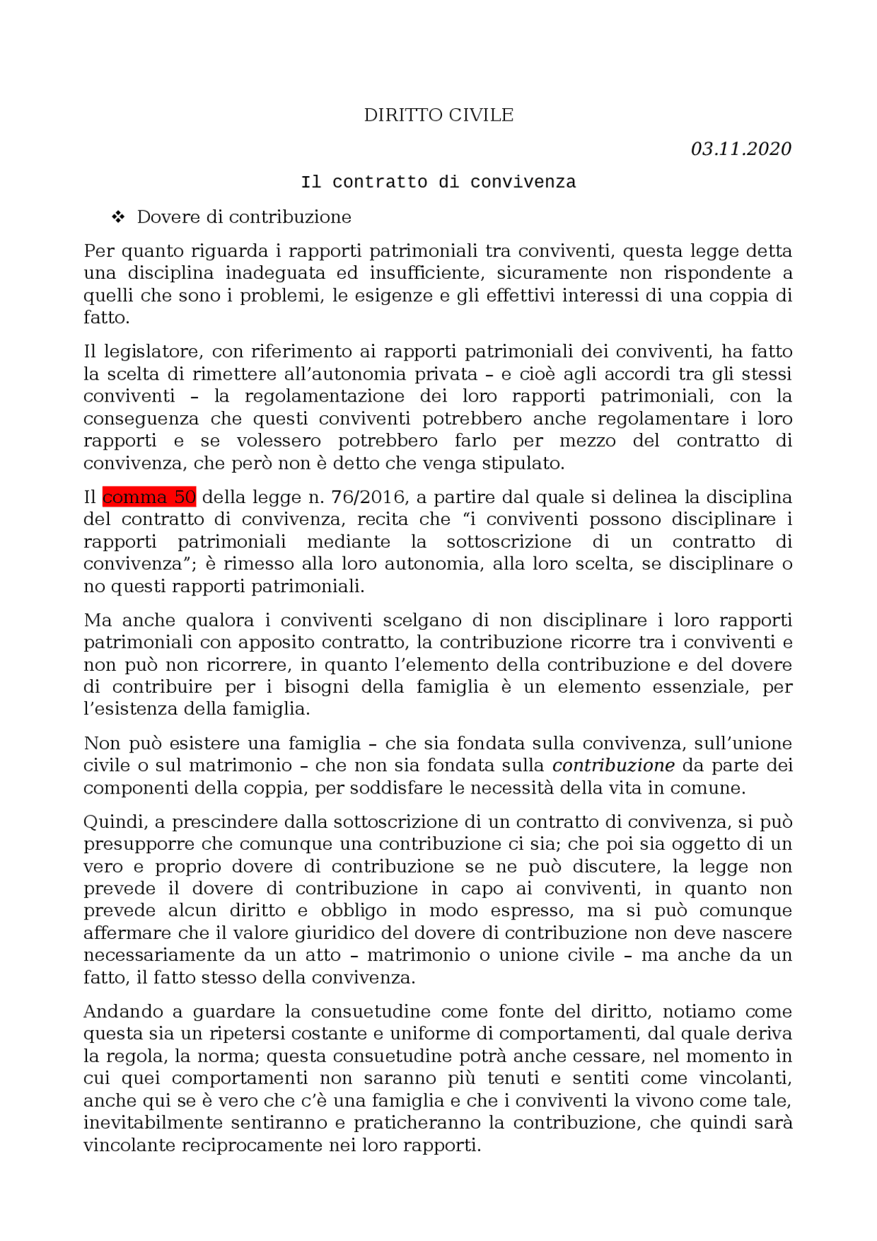 contratto di convivenza fac simile