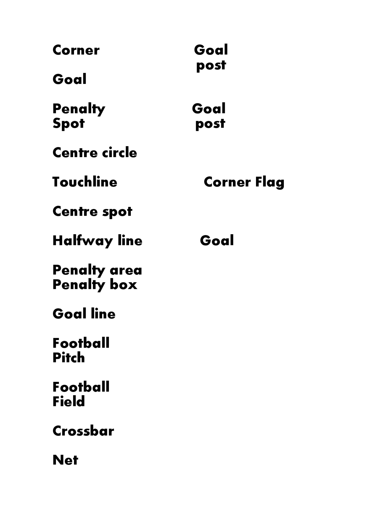 Football vocabulary Vocabulario de fútbol Docsity