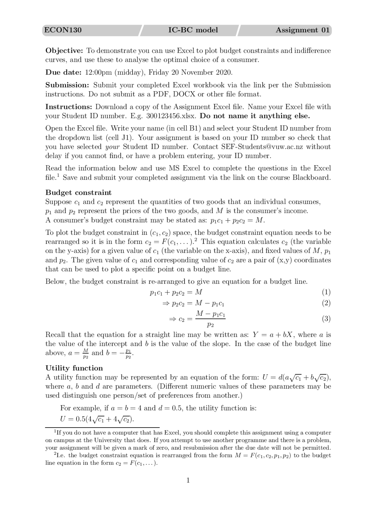 Econ 130 assignment one | Assignments Economics | Docsity