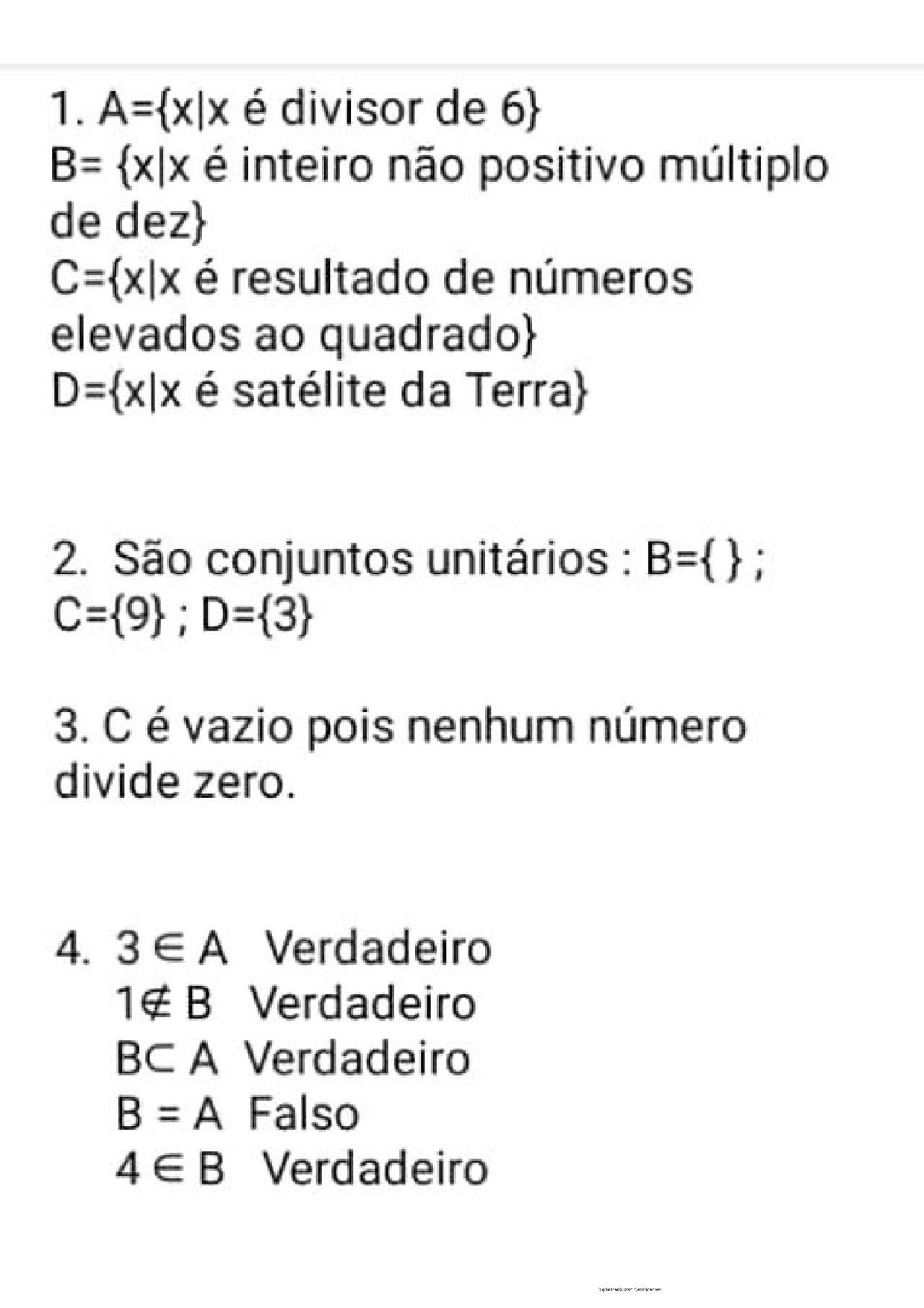 Resposta de exercícios aí | Exercises Mathematics | Docsity