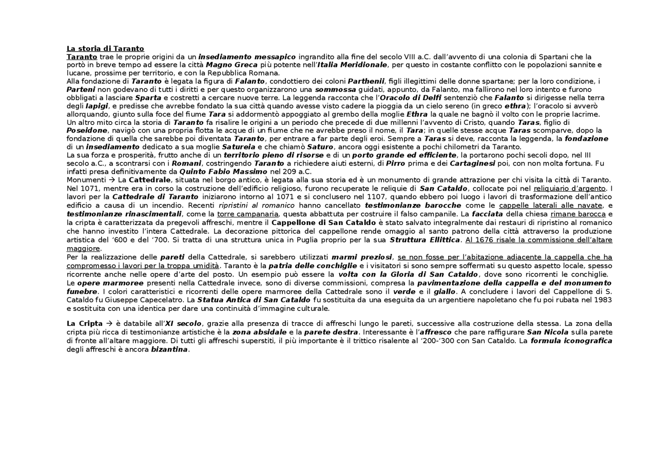 Storia dell'Arte Regione Puglia Docsity