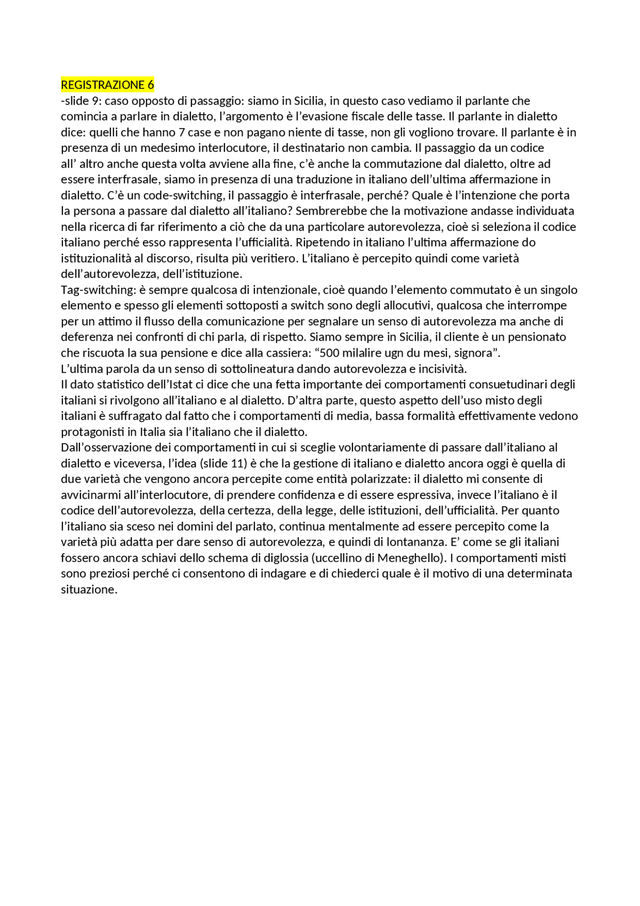 Sociolinguistica italiana Docsity