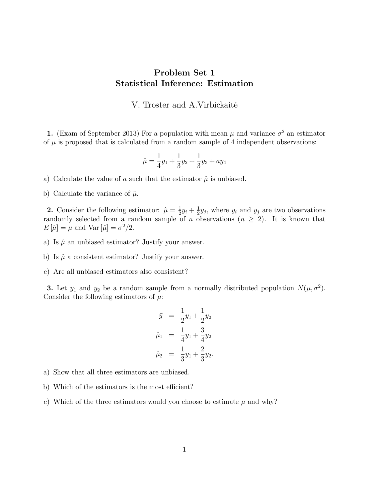 PROBLEM SET 1....... - Docsity