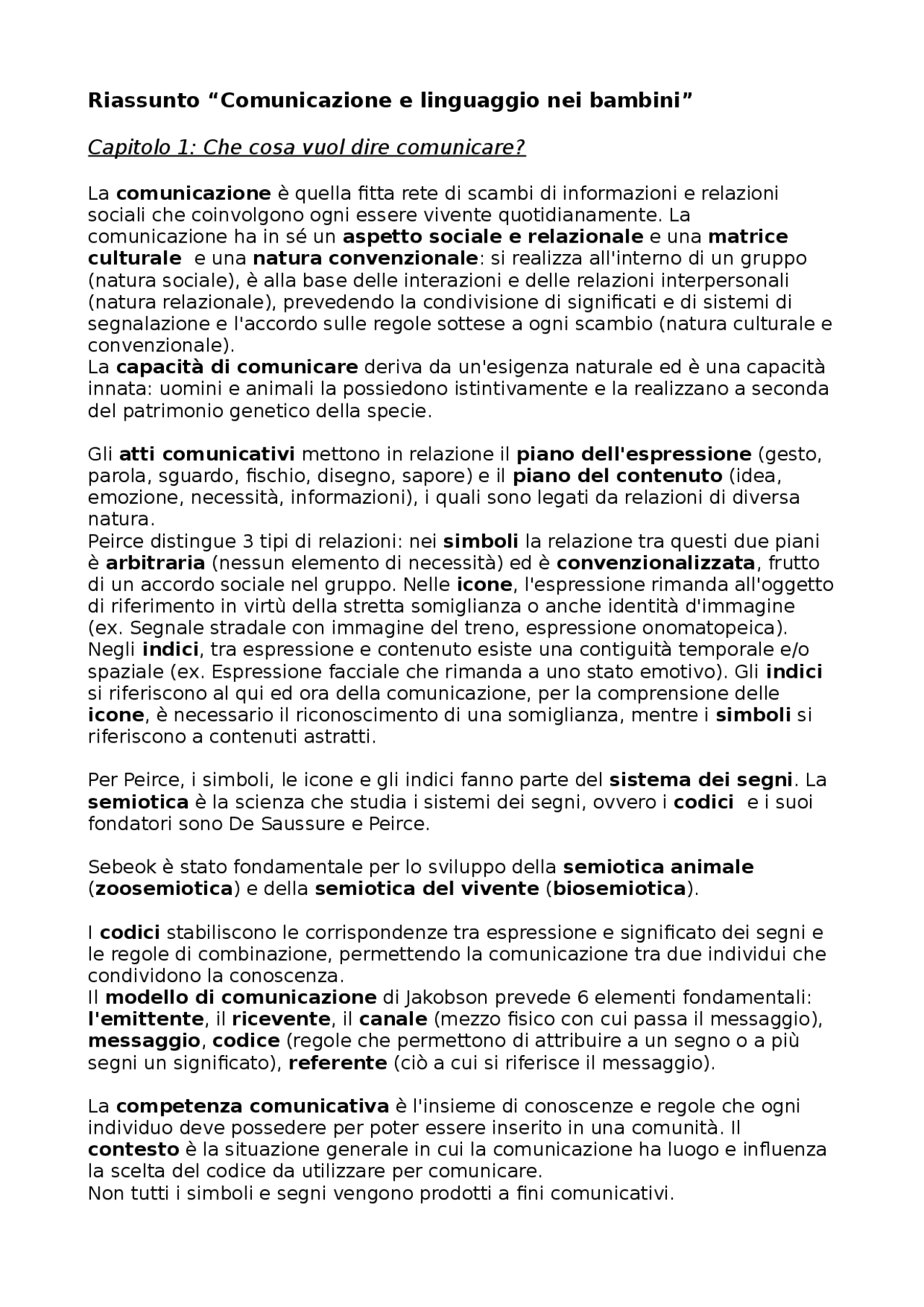 Comunicazione E Linguaggio Nei Bambini D Amico E Devescovi Docsity